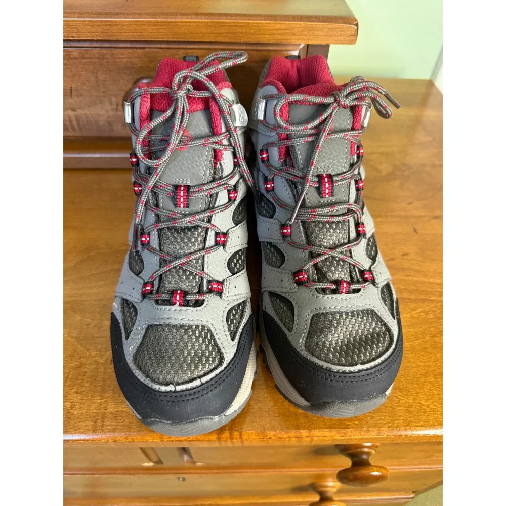 Merrell Kids Moab Waterproof Hiking Boots Grey Red boys 4M all terrain